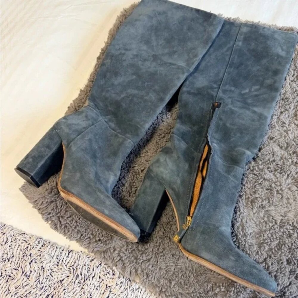 Alberto Fermani Blue Suede Heeled Boots